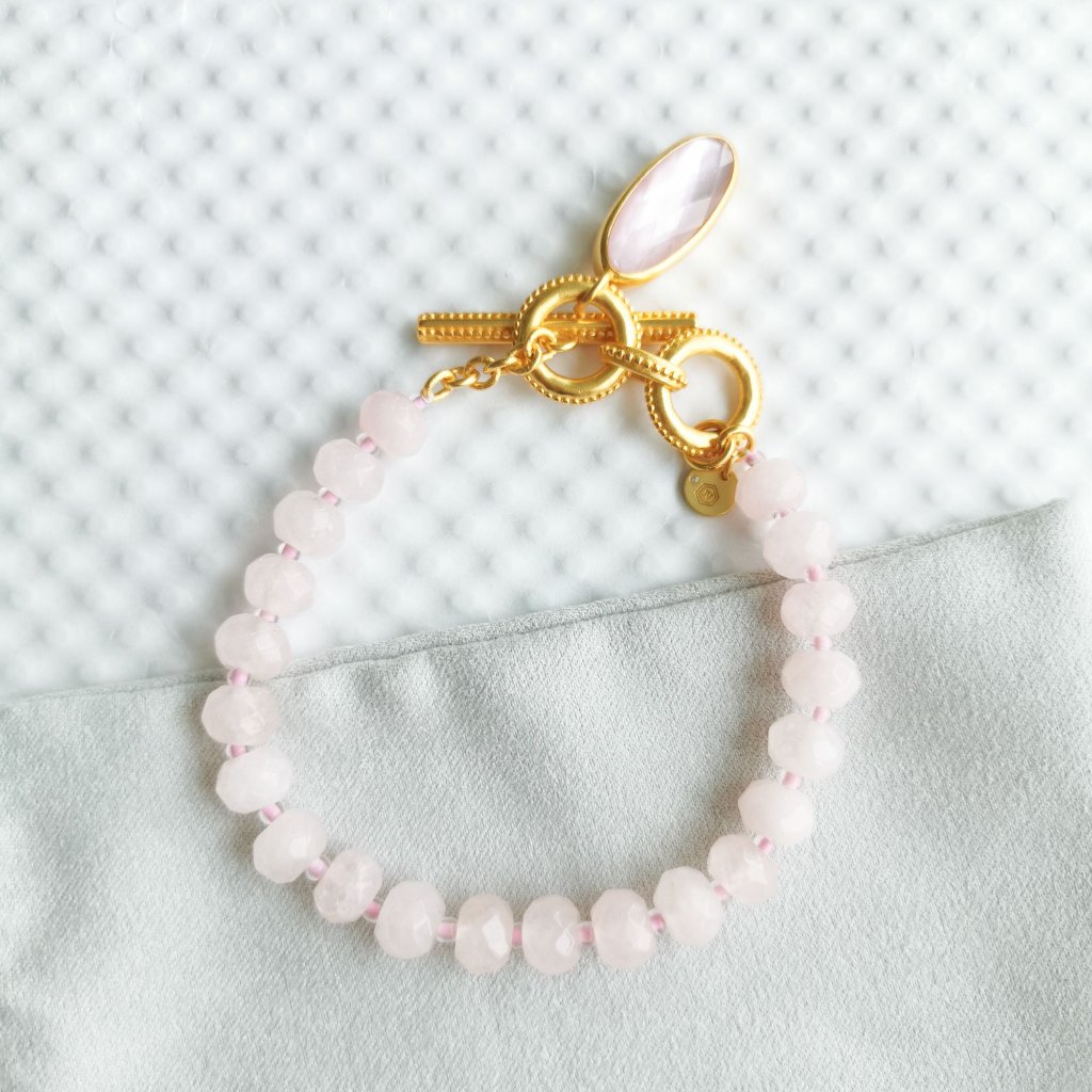Julie Vos Gold Pink Quartz The Pink Bracelet New
